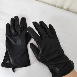 Lauren Ralph Lauren Black Leather Gloves Lined Womens